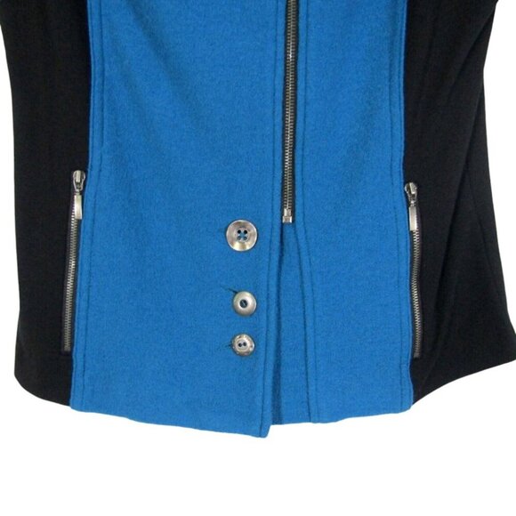 Icelandic Design Hybrid Vest Blue Black Wool Womens Size S Full Zip Pockets - Picture 3 of 8